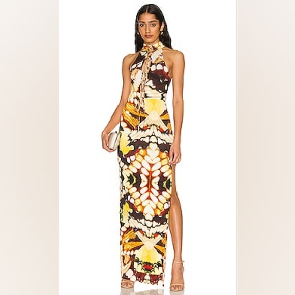 h:ours Dresses & Skirts - h:ours Catta Maxi Dress in Yellow Butterfly